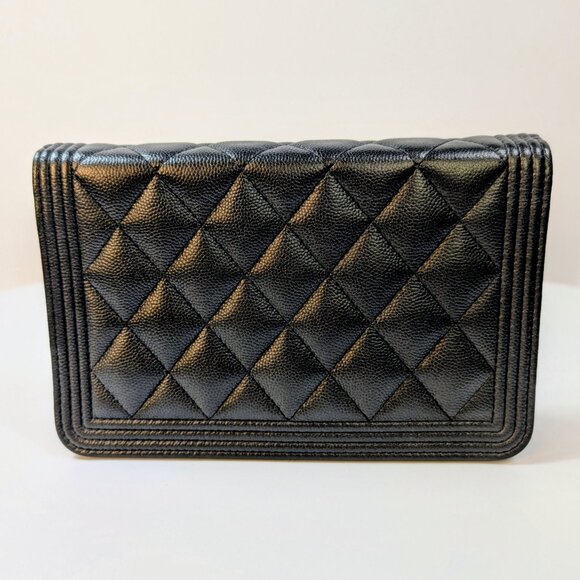 Chanel So Black Quilted Caviar Boy Wallet on Chain (WOC) - Picture 6 of 16